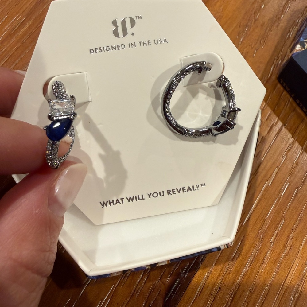 BP new Silver and Blue Women's hoop earrings